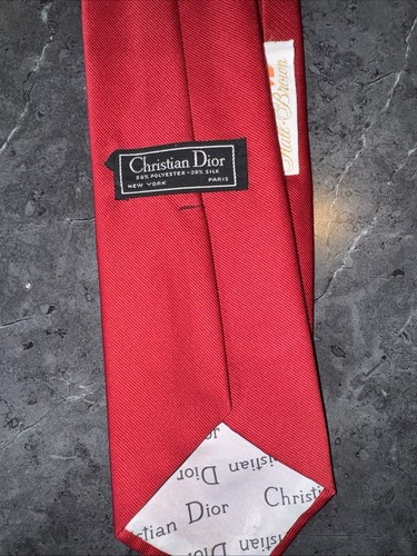 Christian Dior Solid Red Men’s Necktie Designer Tie Menswear Business Vintage - Picture 3 of 11