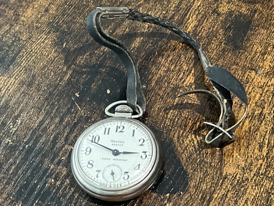 Vintage Westclox Scotty Metal Pocket Watch USA Wind Up Working Needs Service - Image 2 of 4