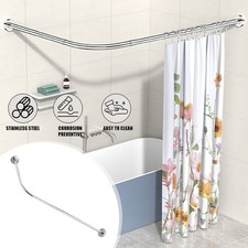 Curved Shower Curtain Rod L Shaped Corner Curtain Rail Curved Bath Pole Bathroom