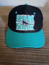 VTG 90s San Jose Sharks Shark Attack Hat Cap NHL Signature Snapback AJD One Size