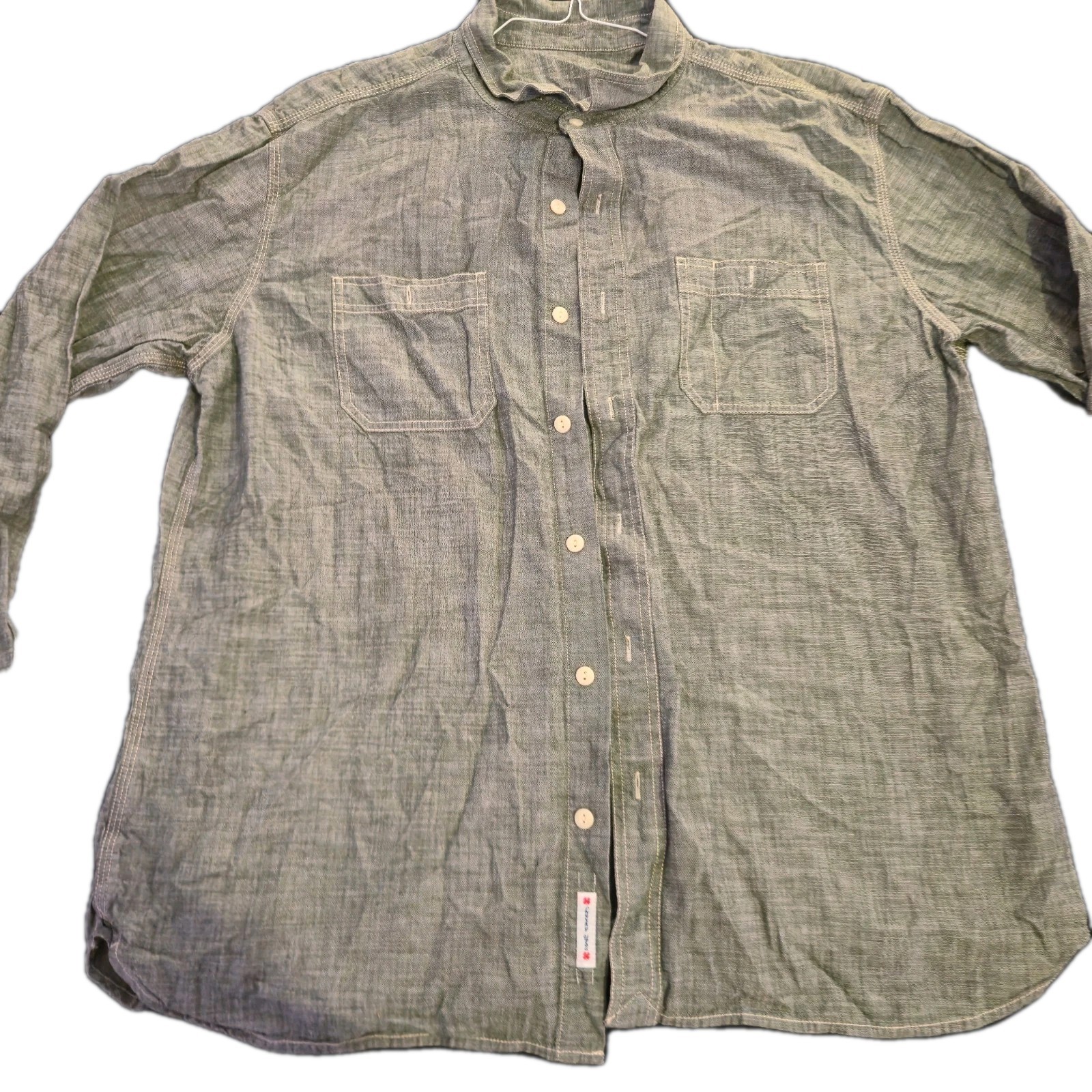 ​Lucky Brand Dungarees Shirt Men's XL Gray Chambray Gene Montesano Workwear image 2