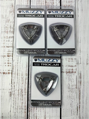   NEW   3 pack   Muzzy 3 BLADE Trocar 100 Grain Archery Hunting Fixed Broadhead 