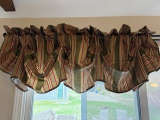 Waverly Home Classics Stripe Scalloped Valances Green Red Gold Set Of 3