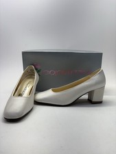 Coloriffics Ivory Satin Block Heel Pumps 7.5 Bridal Dyeable Shoes