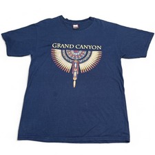 Vintage USA Made Grand Canyon T Shirt Adult Size Large Navy Blue Aztec Logo