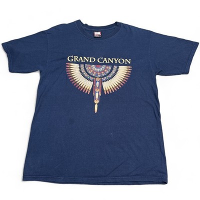 Vintage USA Made Grand Canyon T Shirt Adult Size Large Navy Blue Aztec Logo