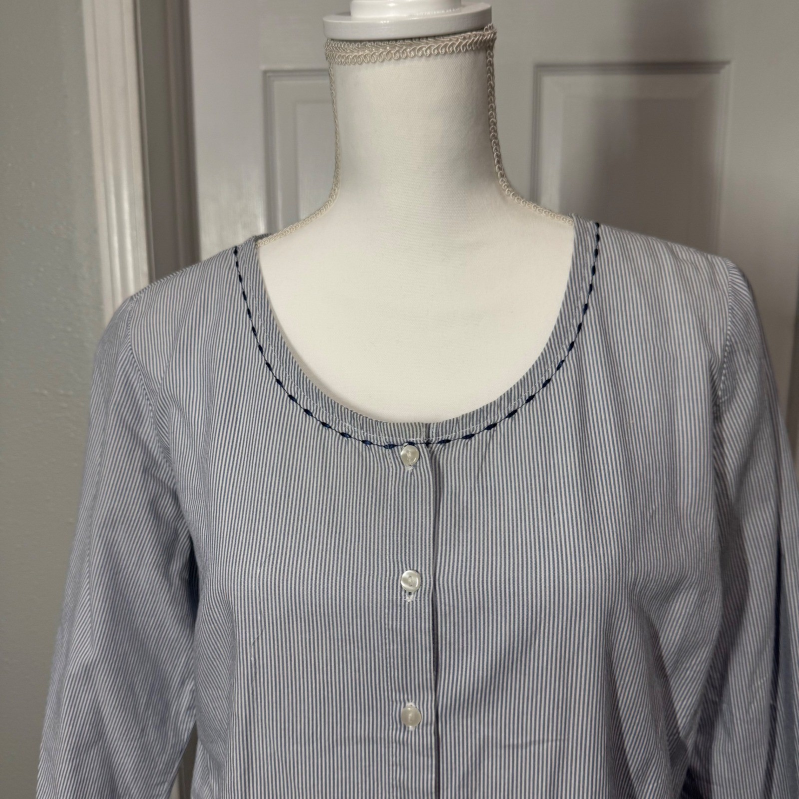 Basic Editions Women's Striped Button Up Blouse |… - image 2