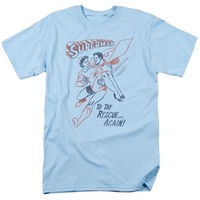 Dc Comics - Superman - Zur Rettung - Herren Unisex Kurzarm T-Shirt - Blau