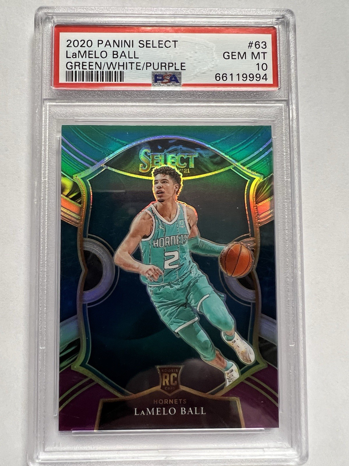 2020-21 Panini Select LaMelo Ball PSA 10 Green White & Purple RC Rookie #63