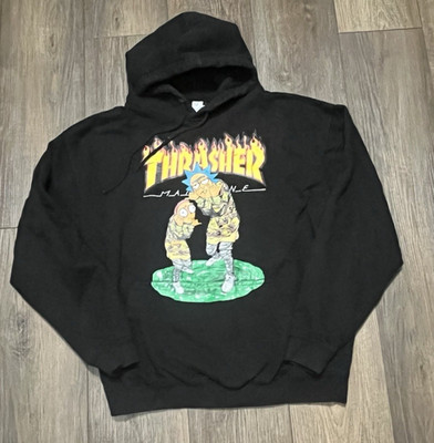 Rick & Morty Thasher Magazine Graphic Hoodie Adult L JustHoods Black Pullover