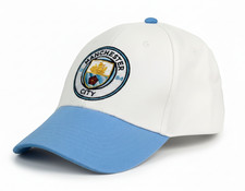 Fan Ink Manchester City Hat Snapback Official White Blue Curved Brim