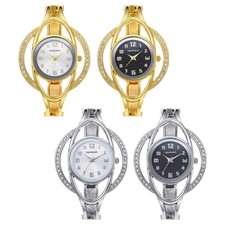 Women's Full Rhinestone Openwork Floral Stainless Steel Strap Cuff Wrist Watch