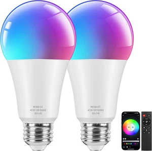 Intelligent A19 LED Ampoule 60W Équivalent RGBWW Bluetooth 9W E26 Changement de couleur