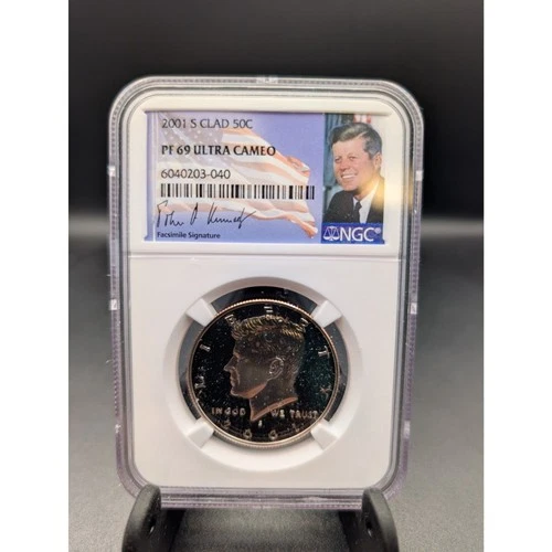 2001-S Kennedy Half Dollar – NGC PF69 Ultra Cameo – JFK Signature Label –Slabbed