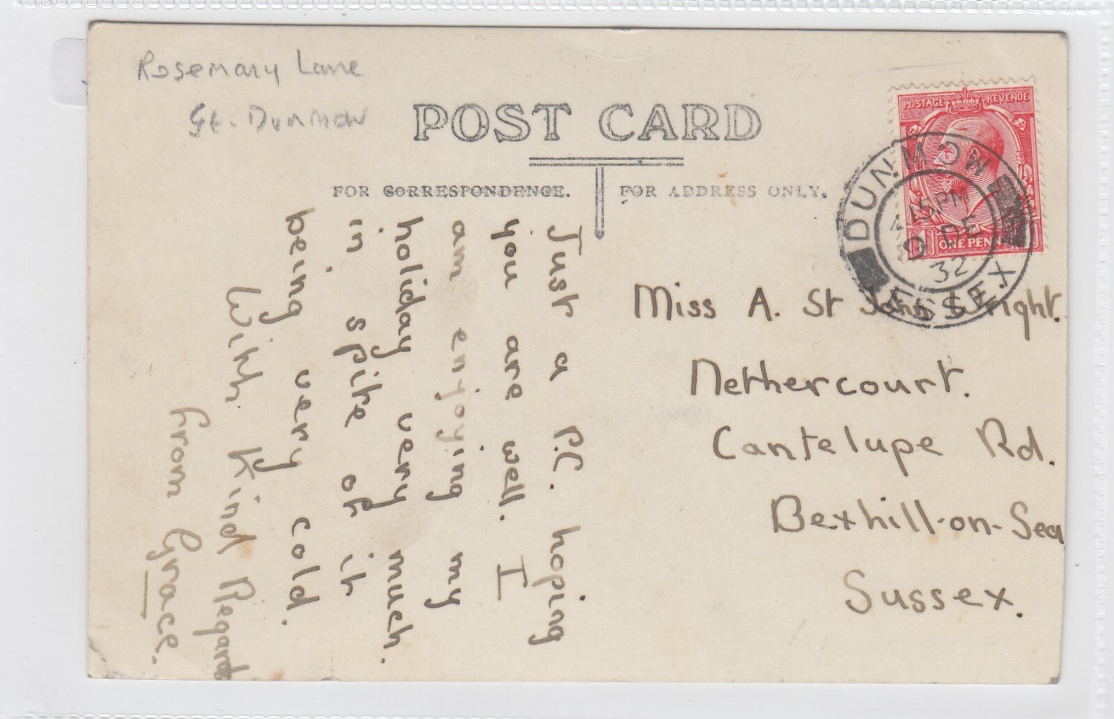 GREAT DUNMOW Essex Rosemary Lane with thatched cottage / people RP eBay