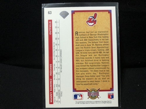 1991 Upper Deck Prospect Manny Ramirez 63 EBay