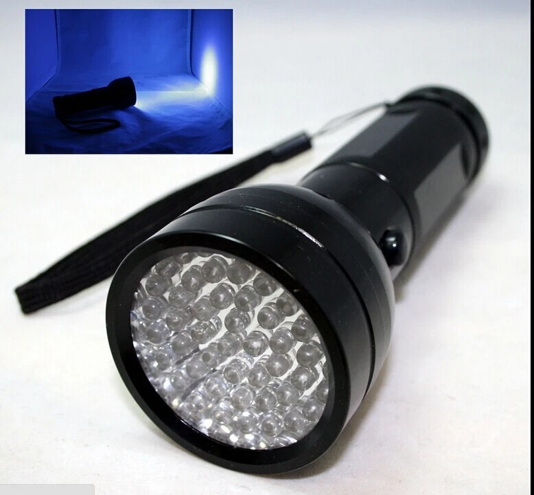 51 UV LED Ultra Violeta Detector Lámpara Inspección Luz Negra 395 nM Linterna AA Foto 2 de 4