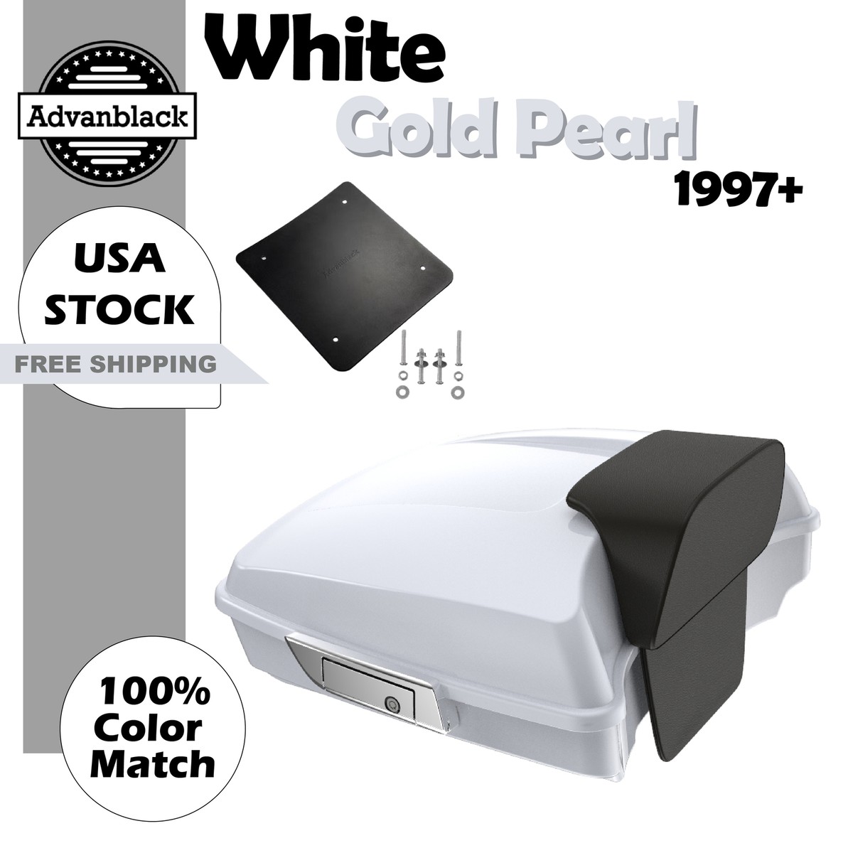 Harley-Davidson & EEZAN 上下セット For 97+ Harley/Softail Advanblak WHITE GOLD PEARL Razor Pack Trunk