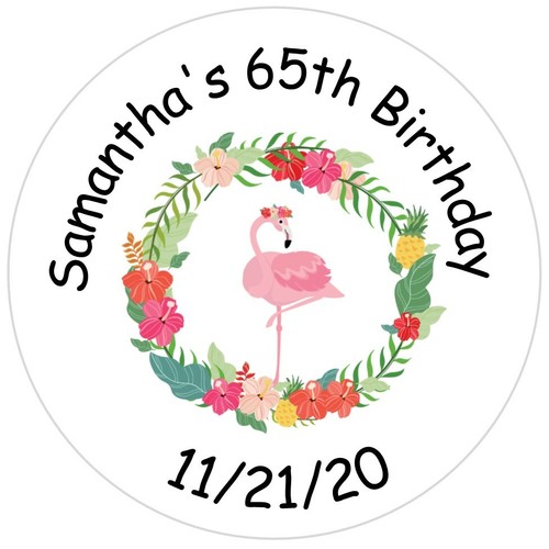 108 Flamingo Party Favors - Birthday Retirement Anniversary Hershey Kiss Labels - Picture 3 of 23