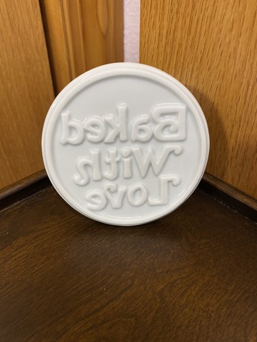 Cookie Press Stamp ~ Fitz & Floyd White Ceramic Baked With Love Vintage Holiday - Picture 6 of 8