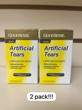 2 Goodsense Sterile Artificial Tears Lubricant Eye Drops Dry Eye Relief .5 Ounce