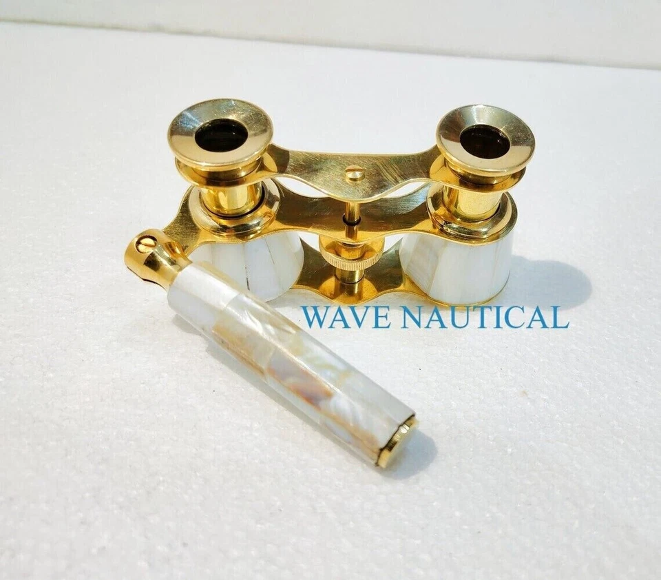 brass binocular with genuine mother of pearl Deep Sea Beautifull handcrafted Foto 3 de 4