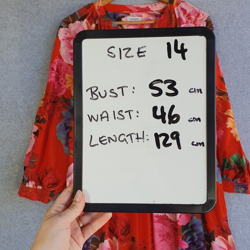 Sussan Dress Womens Sz 14 Red Colourful Floral Volume Long Sleeve Maxi Viscose - Picture 12 of 13