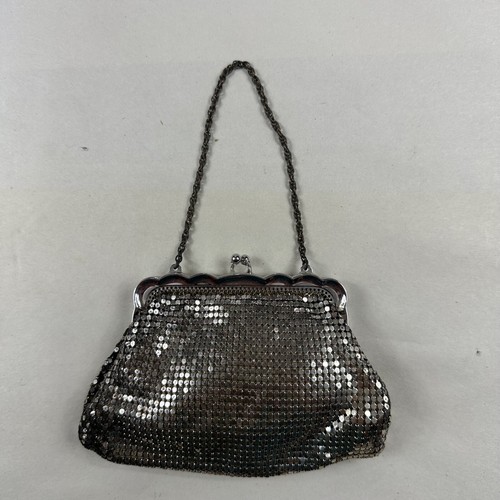Vintage WHITING & DAVIS Silver Mesh Kiss lock Evening Bag Purse Made In USA 2945 - 第 1/10 張圖片