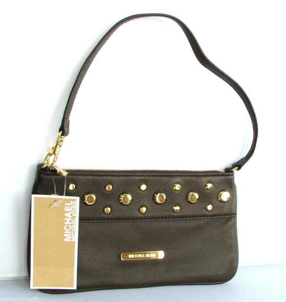 NEW MICHAEL KORS LUDLOW MOCHA DARK BROWN LEATHER WRISTLET STRAP