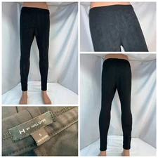 Halston H by Halston Stretch Pants Small Black Faux Suede Front Poly YGI L1-204