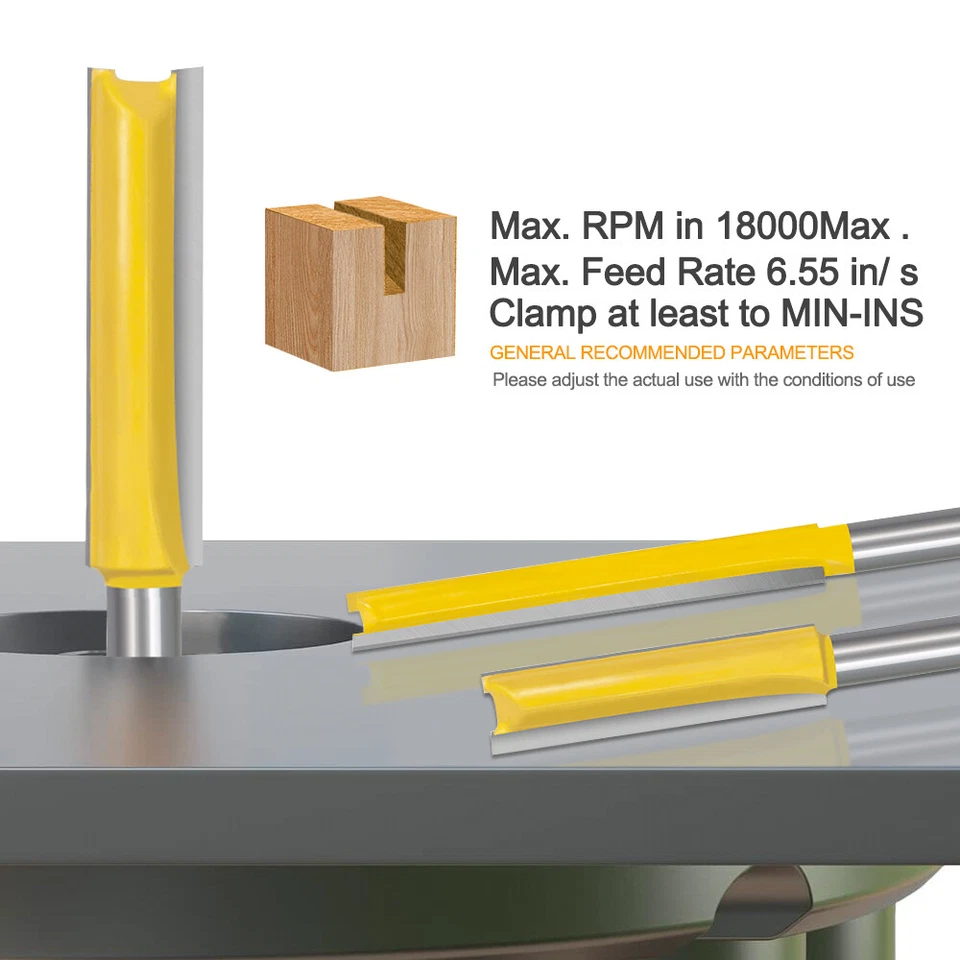 2Pcs Extra Long Straight Router Bit Flute Flush Trim Route Bit 1/4'' Shank 2'' - image 4 of 4
