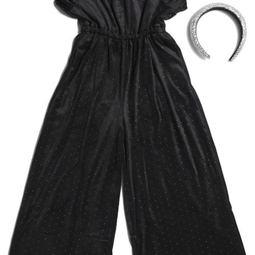 Sparkly Velour Jumpsuit, Tahari Black with Silver Dots Child Size 4 - Picture 4 of 7