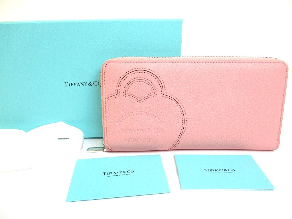 TIFFANY & Co. 財布 Auth Tiffany & Co. Return to Tiffany Pink Leather Large Zip