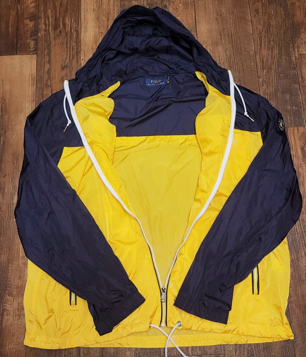 NWOT Polo Ralph Lauren Men's Navy Blue Yellow Hooded Zip NWOT Polo Ralph Lauren Men's Navy Blue Yellow Hooded Zip