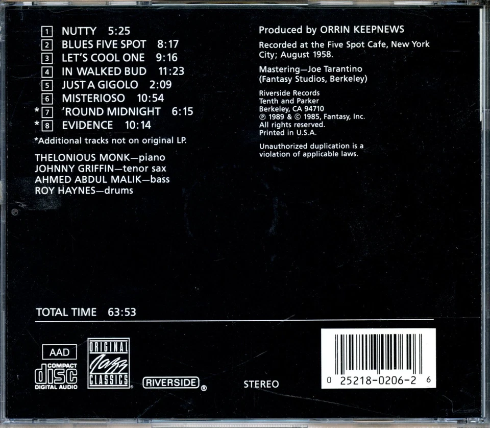 Thelonious Monk Quartet - Misterioso - Image 2 of 3