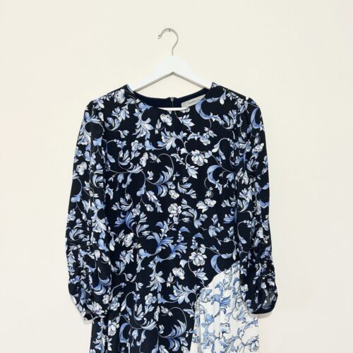 Marella Max Mara Midi Dress Size UK 12 Blue White Floral Occasion Wedding - Picture 4 of 11