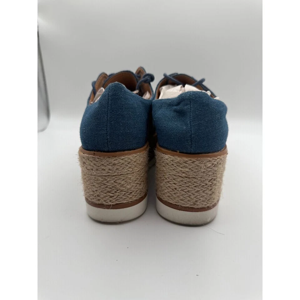 Zapatos Oxford Plataforma Azul Marino Lona Alpargata Cuña Informal Comodidad Talla 9 Foto 4 de 4