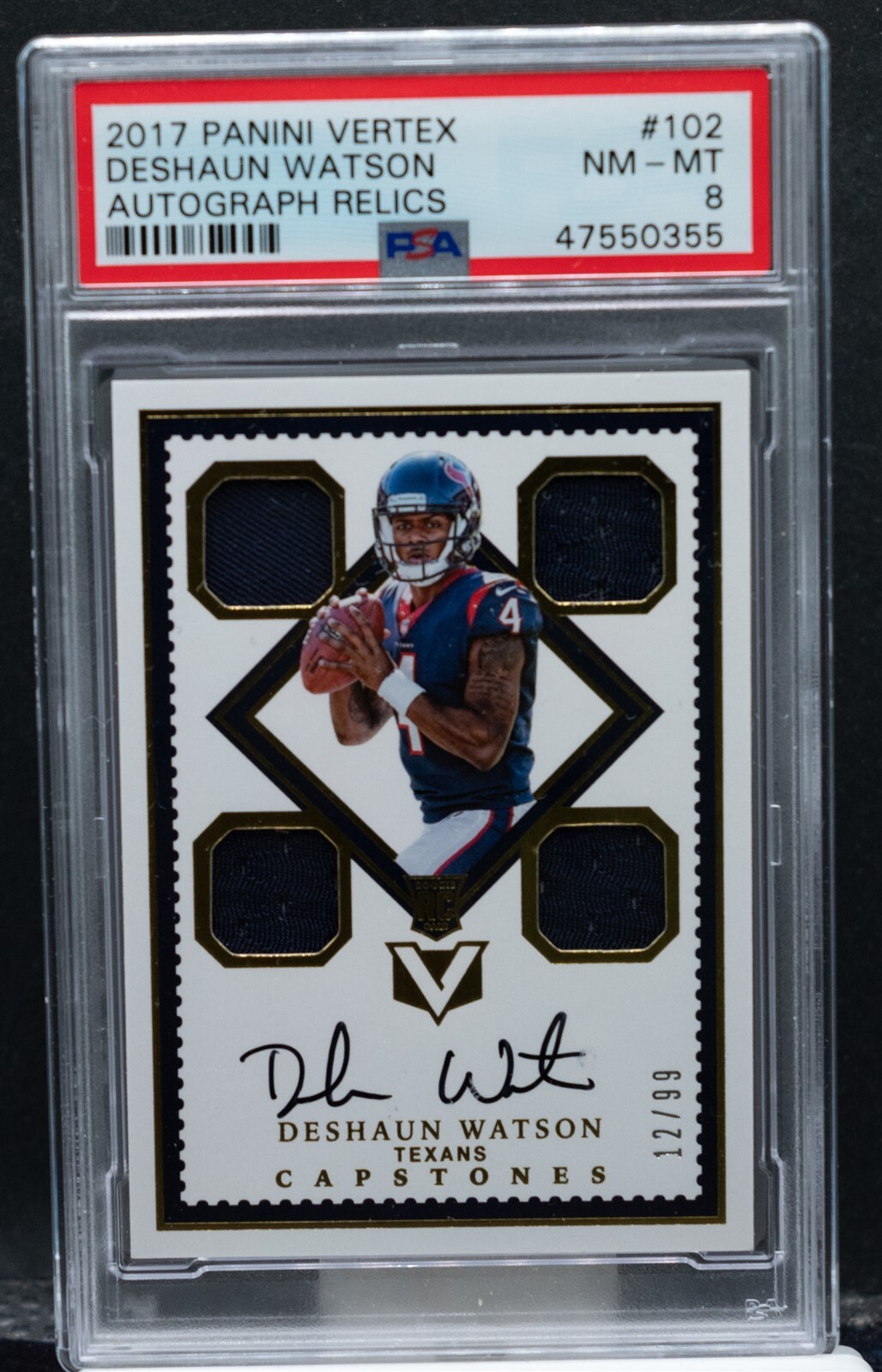 Deshaun Watson Panini Vertex #102 Autograph Relics