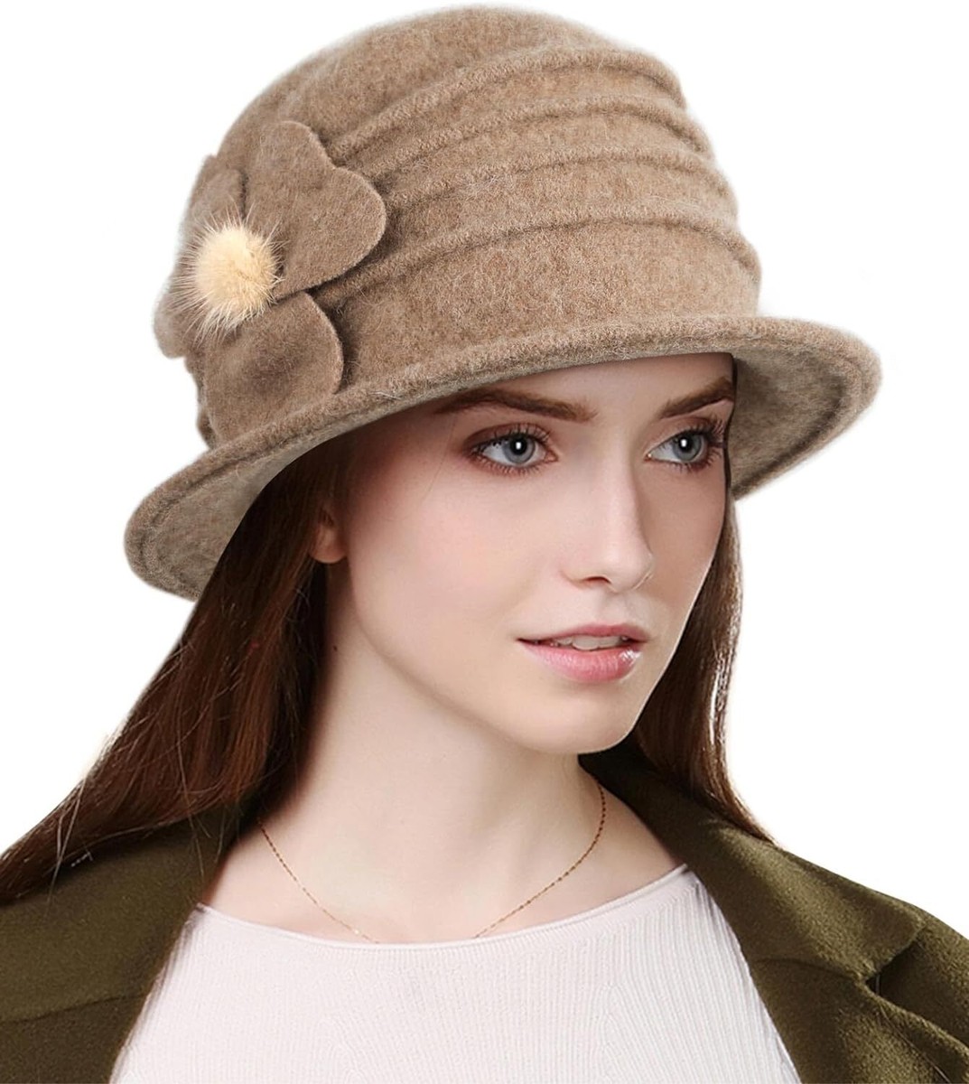 Sumolux Women Beret Hat French Vintage Floral Wool Dress  display picture 1
