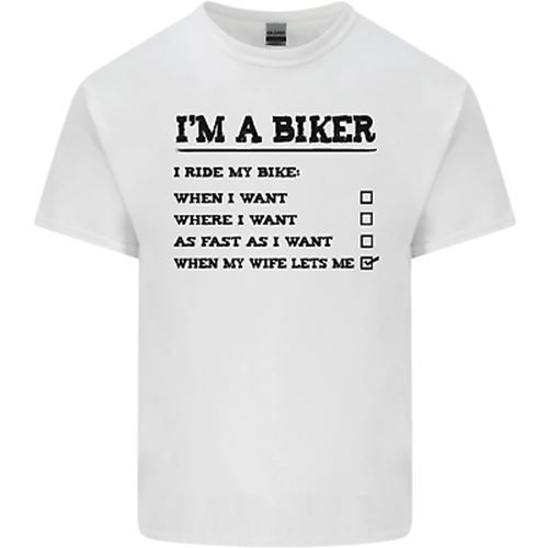 Motorrad bin ein Biker wenn meine Frau lustiges Herren Baumwolle T-Shirt Tee Oberteil - Bild 13 von 19