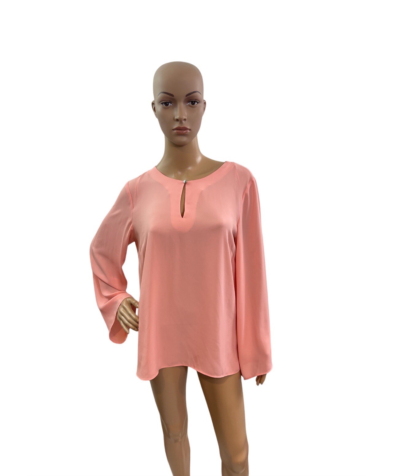 Vince Camuto  Women’s Size Medium Keyhole Neck Long Sleeve Pink Blouse