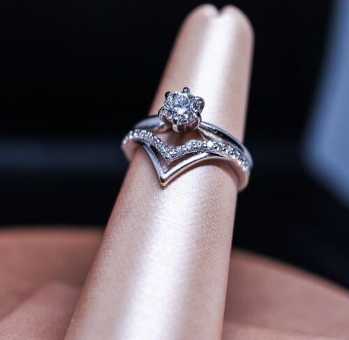 Gorgeous .5 Ct Natural Diamond 14k White Gold Engagement and .2 ct Wedding Band