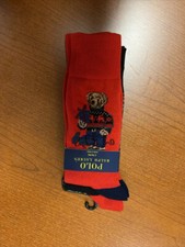 NWT Polo Ralph Lauren Polo Bear Holiday Christmas Crew Socks 2-Pack Sz 10-13