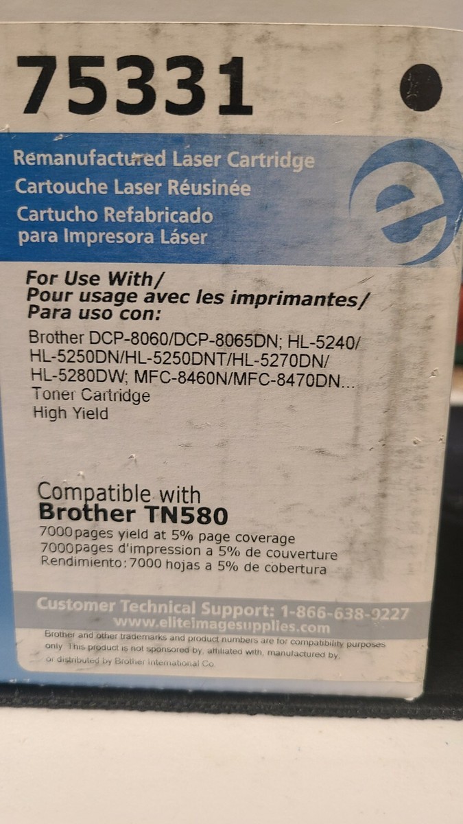 Elite Image Remanufactured High Yield Laser Toner Cartridge - Alternative for Brother TN580 - Black - 1 Each - 7000 Pages Elite Image Remanufactured High Yield Laser Toner Cartridge - Alternative for Brother TN580 - Black - 1 Each - 7000 Pages