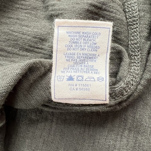 7 FOR ALL MANKIND Womens Army Green Short Sleeve Pocket T-Shirt XS Logo Raw Hem - Picture 13 of 15