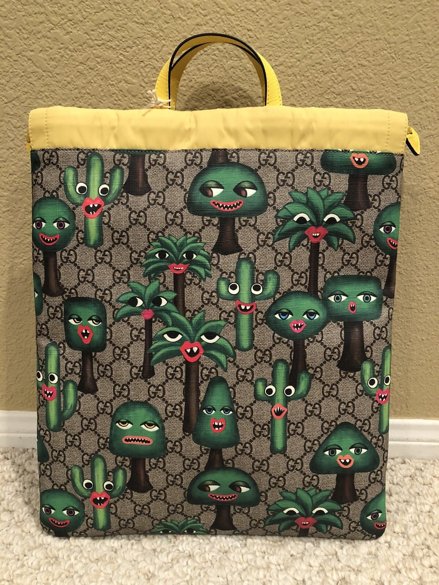 100% Authentic GUCCI GG Supreme Smiling Plants Web Shoulder Strip