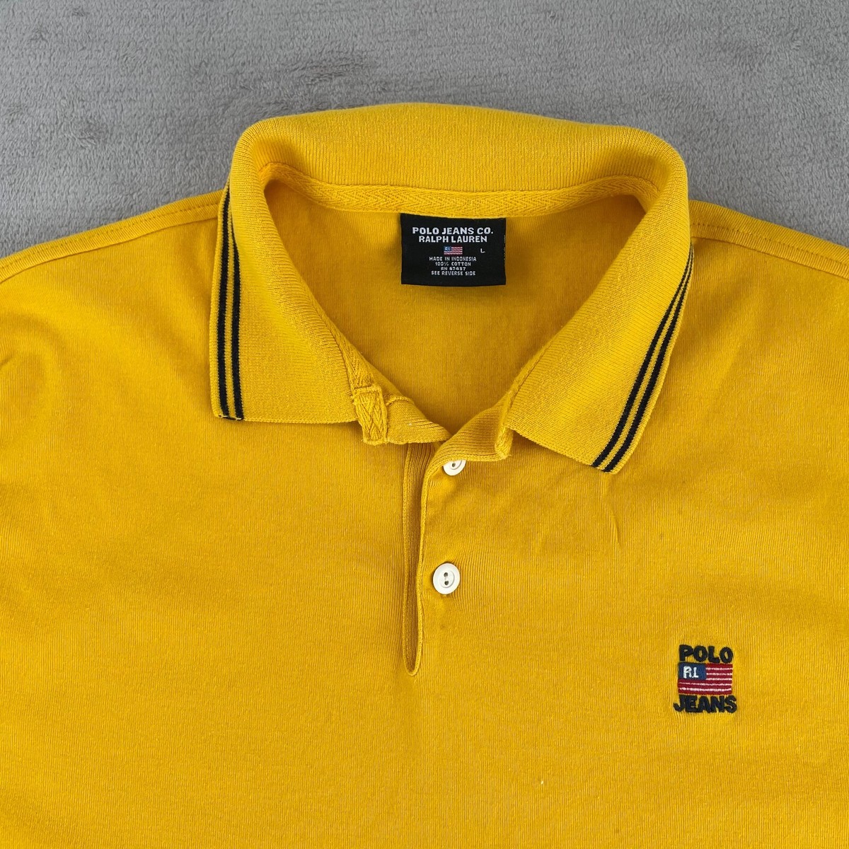 Vintage Polo Jeans Ralph Lauren Polo Shirt Men Large Yellow US