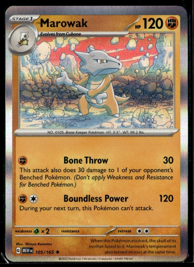 Marowak 105/165 151 Reverse Holo Rare Pokemon TCG M/NM