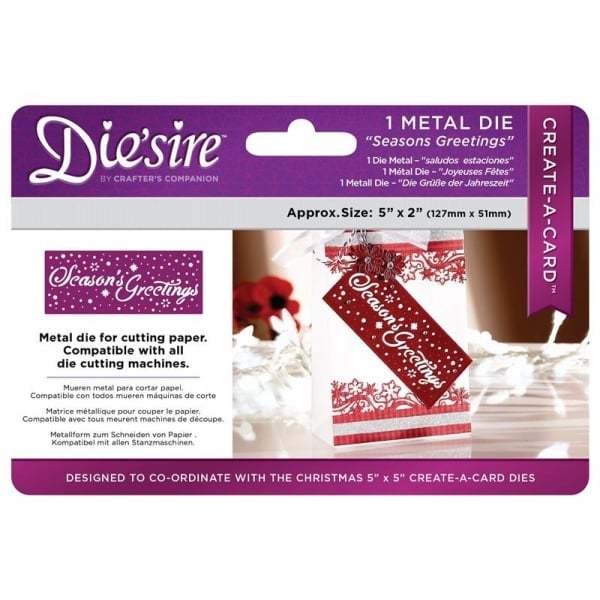 SEASON'S GREETINGS Crafters Companion Die'sire 5*2 Create a Card Christmas Die