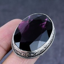 Natural Amethyst Gemstone Handmade 925 Steling Silver Jewelry Ring Size 8 p714